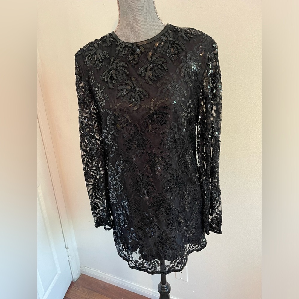 Erica Louis Dresses/Vtg  89 Sequin/ Lace Drees